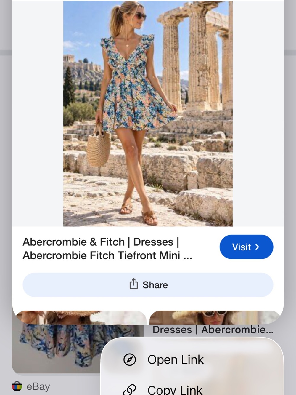 Abercrombie & Fitch Blue Floral Ruffled V-Neck Mini Dress